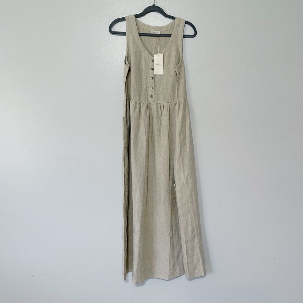 New Nomad the Label Saffron Linen Maxi Dress French Linen A-Line Size Small